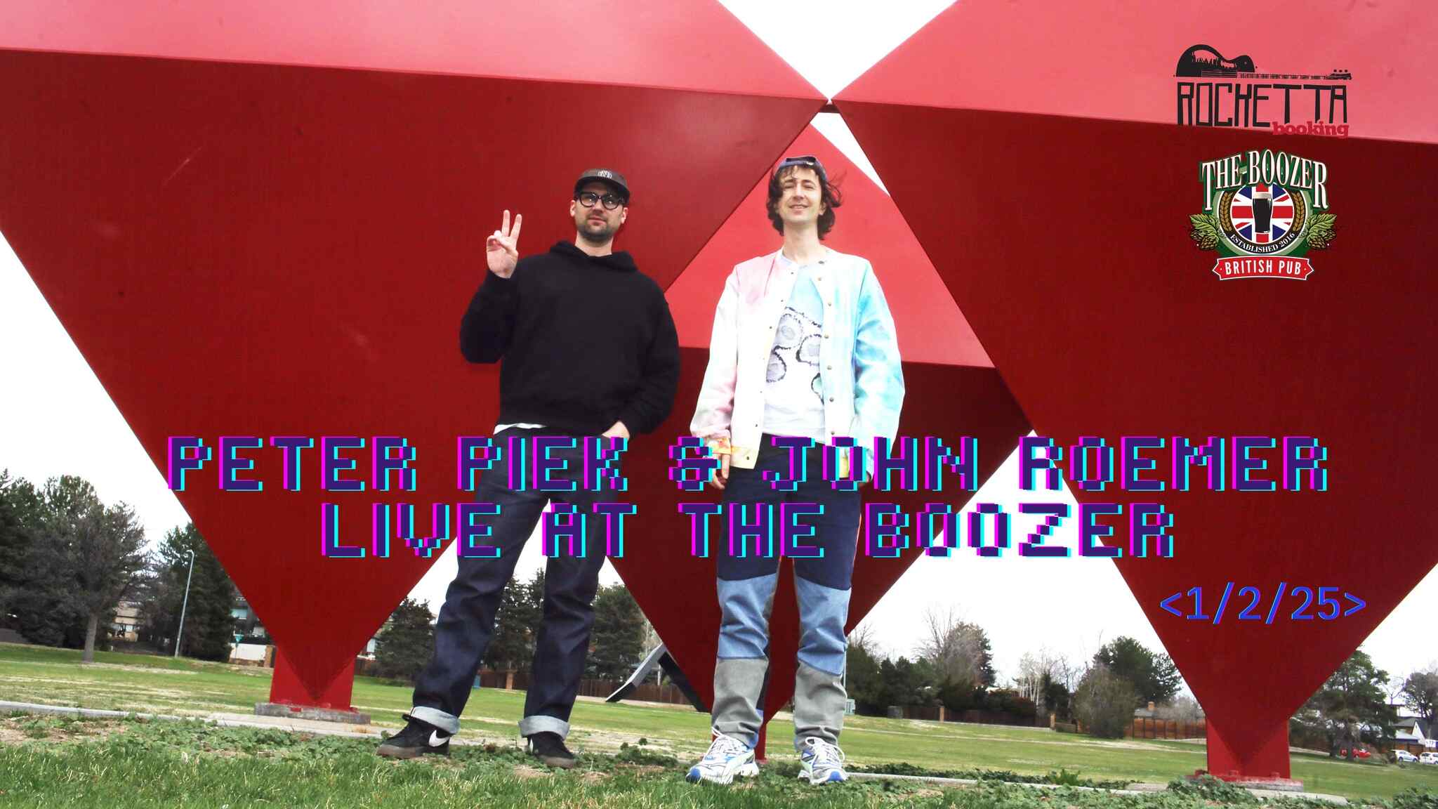 Locandina esibizione Peter Piek e John Roemer al pub The Boozer