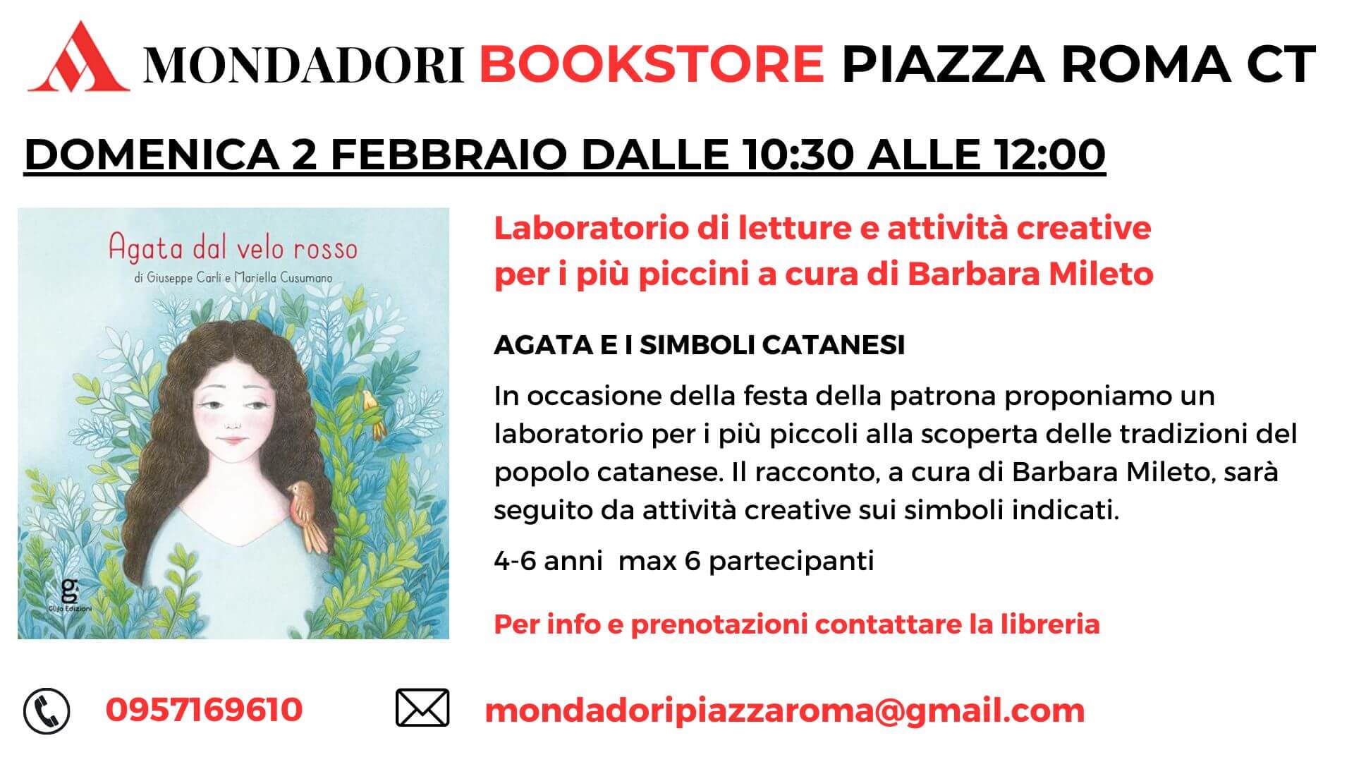 Locandina laboratorio creativo per bambini con Barbara Mileto