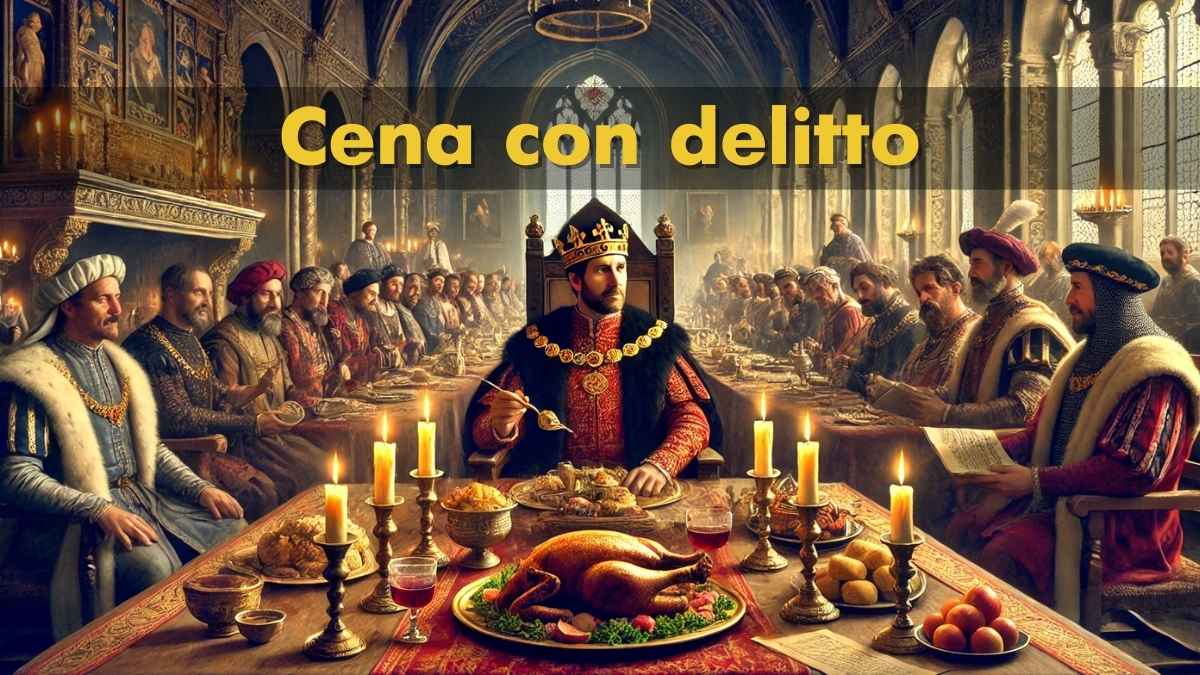 immagine della cena medievale con delitto